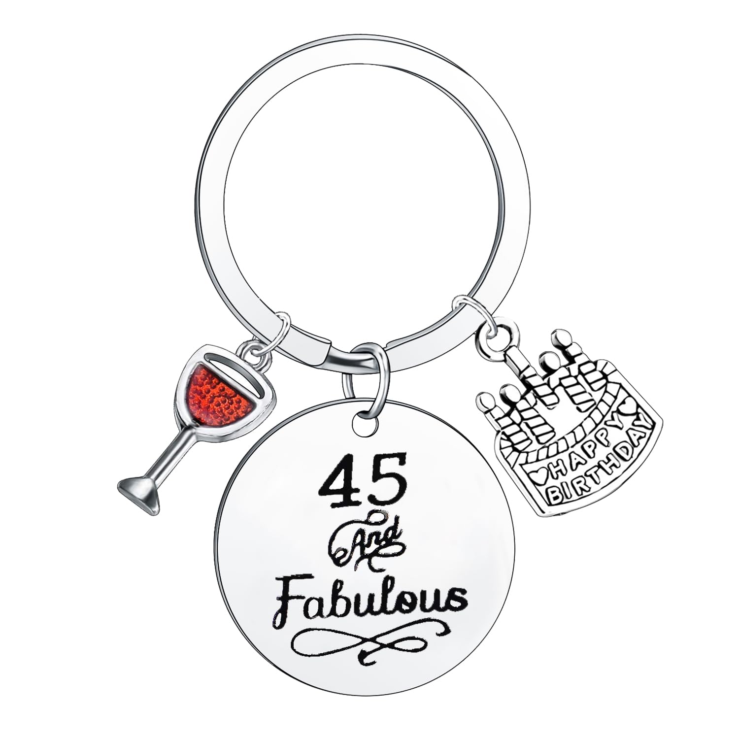 Waeceip 45th Birthday Gifts for Women Men Funny Birthdays Keyring for 45 Year Old Gifts for Mum Dad Grandma Grandad Happy 45th Birthdays Gift Happy 45th Keyring (45th Birthday)