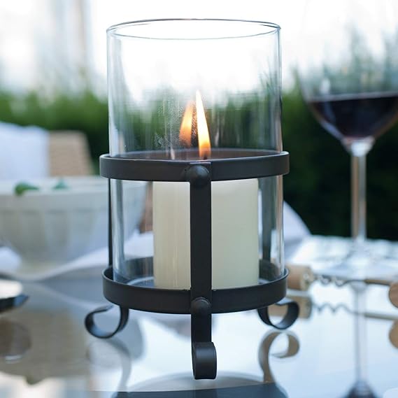 Varia Living Windlicht Horaz aus Metall | mit Glaszylinder als Windschutz | Vintage | Modern und Klassisch | für Große Kerzen