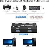 Tsadeer USB KVM Switch 2 PC 4 Port USB 2.0 Peripheral Sharing Selector One view 5