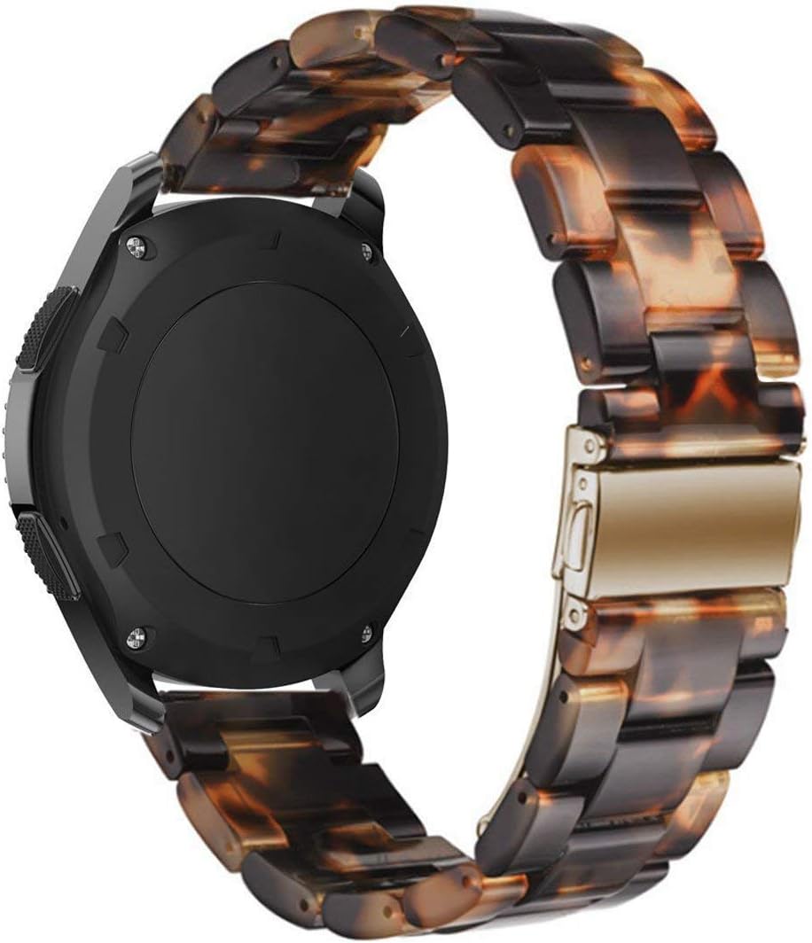 Omter Resin Band Replacement for Samsung Galaxy Watch 42mm R810, Gear Sport,Gear S2 Classic,Ticwatch E,Vivoactive 3/ 3 Music,Amazfit Bip,20mm Women Men Fashion Bracelet Strap(Tortoise-Tone)