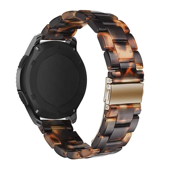 Omter Resin Band Compatible with Huawei Watch 2 Classic,Ticwatch Pro/S2/E2,Amazfit Stratos Band, 22mm Women Men Fashion Bracelet Strap (Tortoise-Tone)