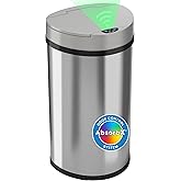 iTouchless 50 Liter / 13 Gallon Kitchen Trash Can with Lid & Deodorizer – Motion Sensor Semi-Round Stainless Steel Garbage Bi