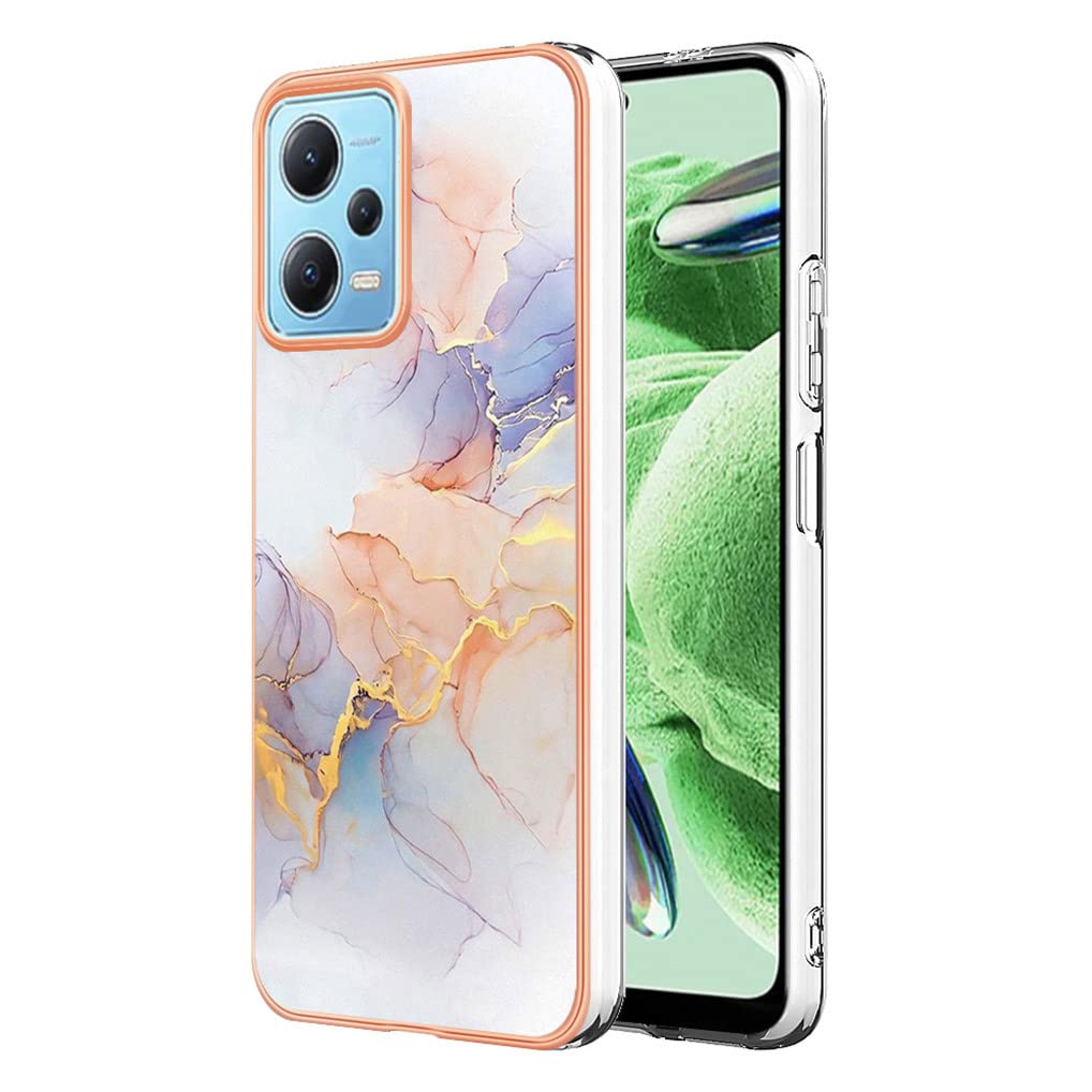 SEAHAI Case for Xiaomi Redmi Note 12 5G / POCO X5 5G, Ultra Thin Premium TPU Bumper Shockproof Hard Cover Fashion Cute Graphic Colorful Silicone Skin Slim Case - Marble white