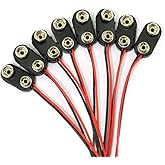 XMSILIMEIG 9 V Battery Clip Connector, I-Type 9 Volt Battery Clip, 9V Battery Buckle Connector Hard Buckle Plastic Housing an