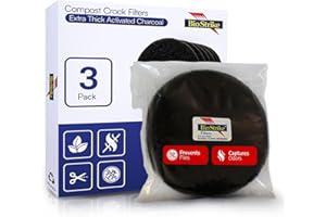 BioStrike Activated Carbon Filter Discs for Kitchen Compost Bin - Odor-Absorbing Charcoal for Compost Bucket - Natural Smell Eliminators (3 Count)
