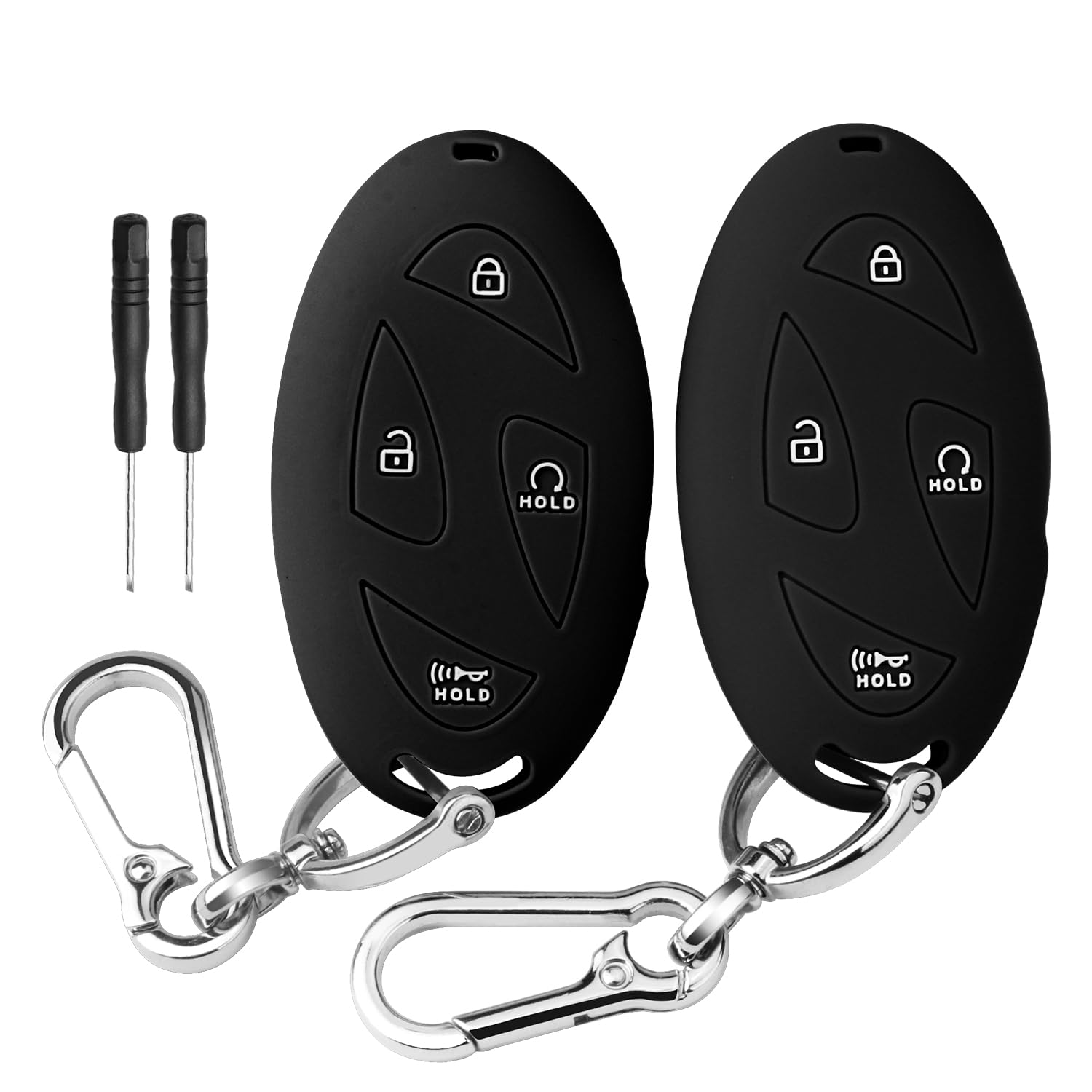 Photo 1 of QBUC 2PCS for Hyundai Ioniq 6 Key Fob Cover,Silicone Key Case with Keychain Compatible with Hyundai Grandeur GN7 Kona Elantra Sonata Santa Fe Tucson 2025 2024 2023,4/5/7Buttons Smart Key(Black+Black)