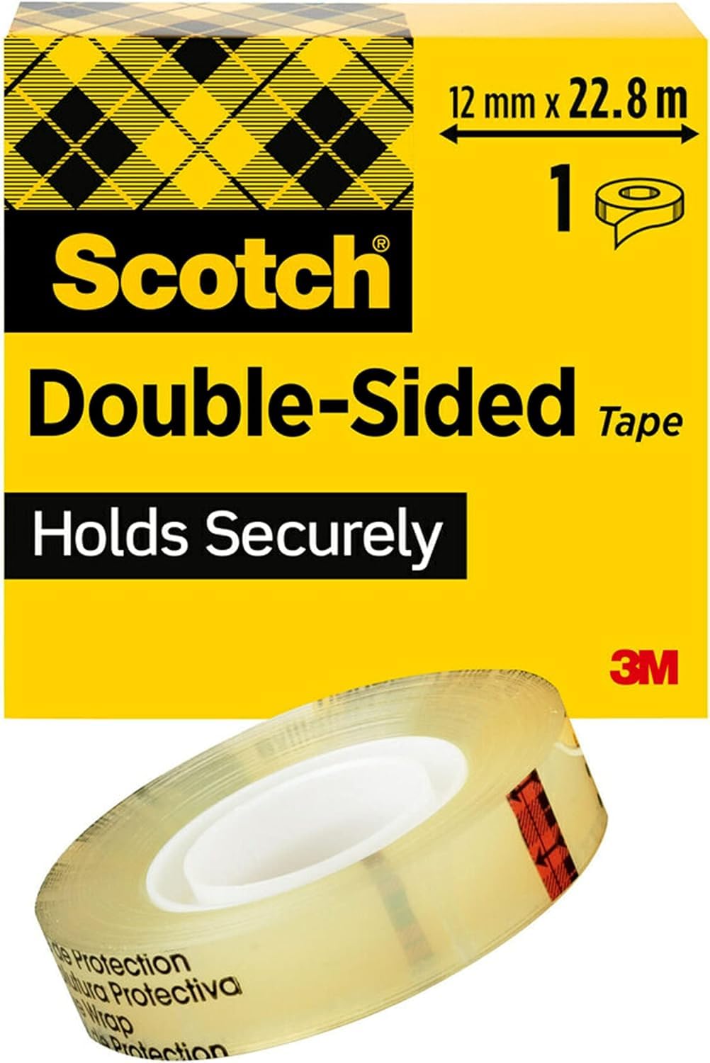 Scotch Double-Sided Tape, 1 Roll, 12 mm x 22.8 m - Clear Double Sided Tape, for Christmas Gift Wrapping and Holiday Supplies, No Mess Application
