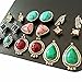 9 Pairs Vintage Triangle/Teardrop/Round Turquoise Stud Earrings Set for Women Silver Plated