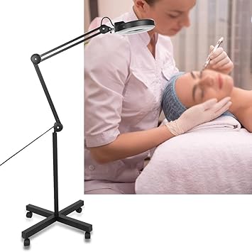 Floor Standing Magnifying Lamp Adjustable Swivel Arm 5x Magnifier