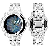 SUPOIX Band Case Compatible for Samsung Galaxy Watch FE 40mm 2024/ Galaxy Watch 5/4 40mm 44mm, 20mm Women Bling Replacement Strap&PC Protective Bumper Face Cover for Galaxy Watch 5/4 (Size Optional)