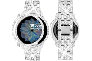 SUPOIX Band Case Compatible for Samsung Galaxy Watch FE 40mm 2024/ Galaxy Watch 5/4 40mm 44mm, 20mm Women Bling Replacement Strap&PC Protective Bumper Face Cover for Galaxy Watch 5/4 (Size Optional)