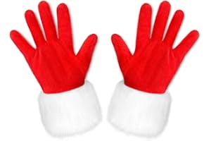 Boyiee Christmas Santa Claus Gloves Furry for Women Costumes Party Favors Accessories