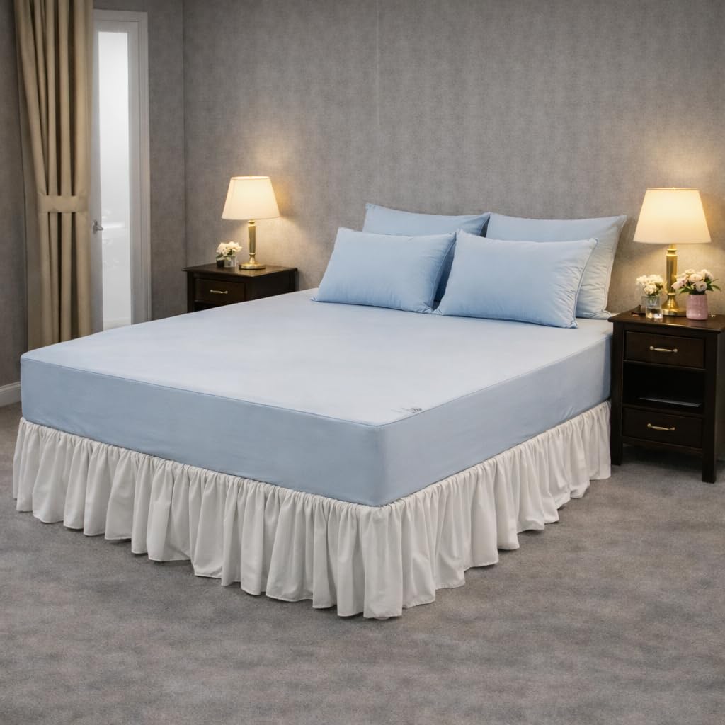 Photo 1 of 100% Cotton Single Layer Mattress Cover King Size, Elastic Mattress Cover, Stretches Up to 16 Inches Deep, Cozy, Absorbent, Easy to Replace, Machine Washable (6 Colors) (Blue, Queen)