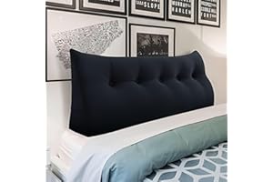 homecozy Wedge Headboard Pillow Dorm Room Reading Pillow Back Support for Sitting Up in Bed Bolster Lumbar Cushion Body Positioning Bedrest Gifts for Mom Velvet 59in Black Queen