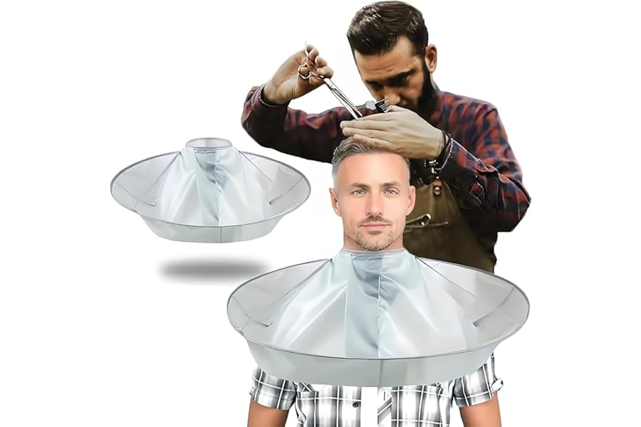 Waterproof Haircut Cape Umbrella, Portable Hair Clippings Catcher for Adults Kids, Reusable Hairdressing Cloak with Anti-Static Nylon (Easy Storage, Salon & DIY Home Use)