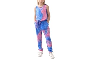 GORLYA Girl's Sleeveless Solid Casual Jumpsuit Rompers Harem Pants Outfits for 4-14T