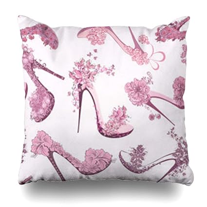 Amazon Com Homeoutlet Throw Pillow Cover Pink Dress Pattern Shoes