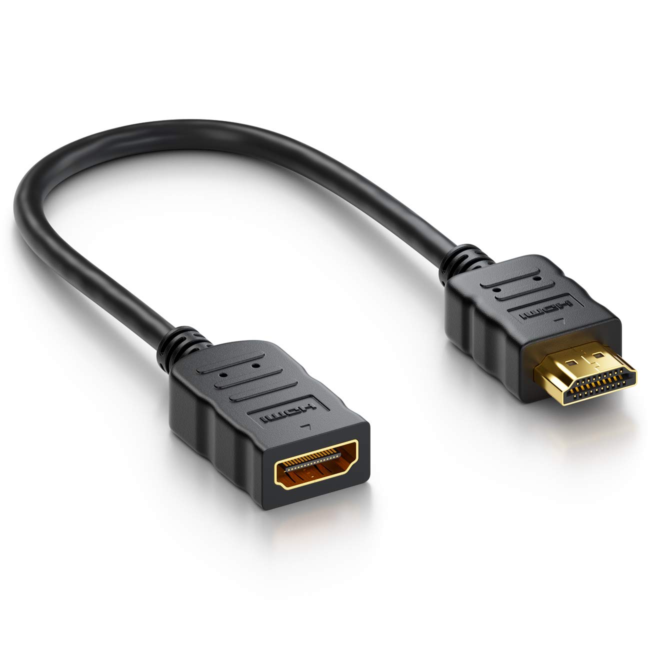 deleyCON HDMI Adapter Cable Port Saver HDMI Female to HDMI Male Gold Plated Contacts Audio Video Transmission 4K UHD HDR 2160p FULL HD 1080p