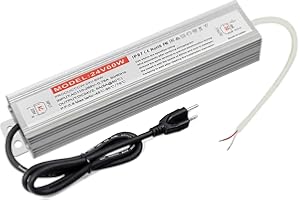 QNNP® LED Driver 60 Watts 24V with Plug, Waterproof DC Low Voltage Transformer Power Supply Transformer Adapter AC 100V-120V to 24V DC, IP67 LED Power Supply for Outdoor Indoor LED Lighting