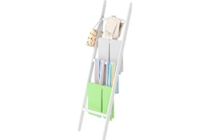 POXAKA Blanket Ladder, 5-Layer Towel Racks, Blanket Holder with Anti-Slip Construction Home Decor, Decorative Blanket, Quilt, Towel, Scarf Ladder Shelves for Living Room, Bedroom, Bathroom, White