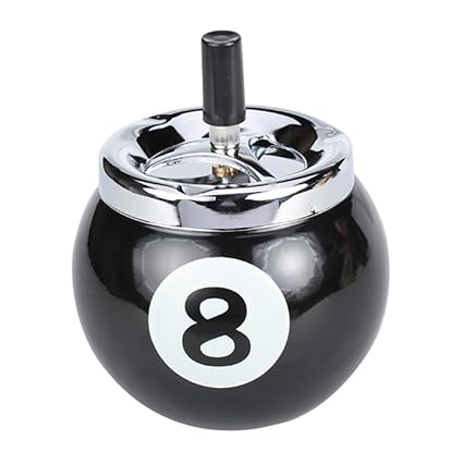 Generic Pool Ball Billiard Ball Push Button Metal Cigarette Ashtray