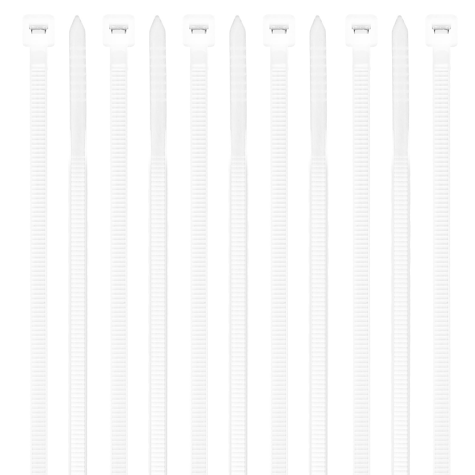 Yaluzibi Cable Ties White, 100 Pack Zip Ties 12 inch Long, 300mm x 3.6mm 40lbs Tensile Strength with UV Resistant, Nylon Plastic Self Locking Large Heavy Duty Tidy Wires for Indoor and Outdoor