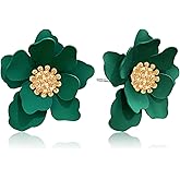 WIKMAB Bohemian Alloy Flower Matte Flower Floral Lightweight Dangle Drop Earrings Boho Daisy Shaped Earrings for Women