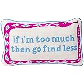 FURBISH Needlepoint Decorative Throw Pillow - Go Find Less - 9" x 15" - Small Embroidered Accent Pillow for Bed, Chair, Couch, Sofa - Eclectic Home Decor
