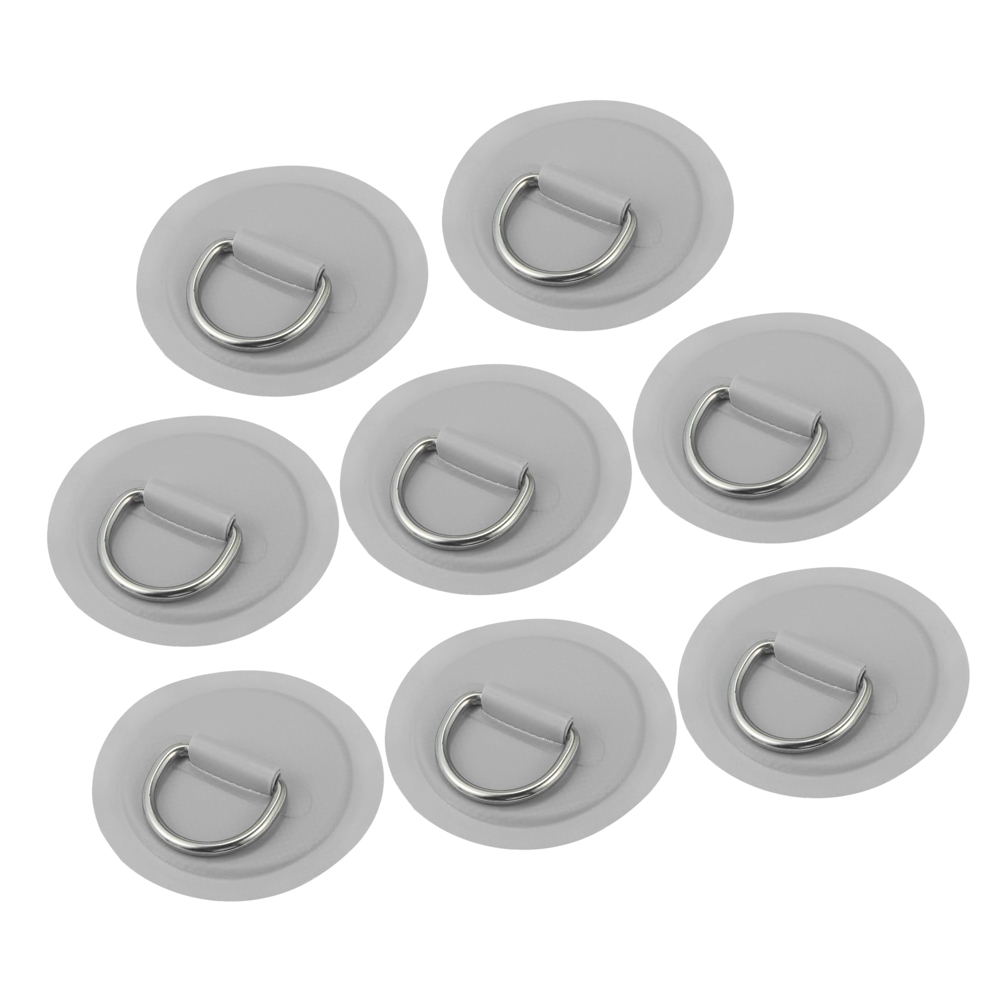 A ABSOPRO D Ring Patch Pad PVC Stainless Steel for Surfboard Gray (Set of 8)