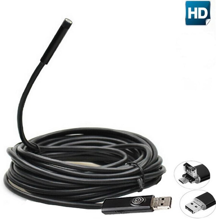 Lywin 2.0MP HD Waterproof USB Borescope 5.5MM Android Endoscope Inspection Snake camera with 6 LED Lights and 5M Cable