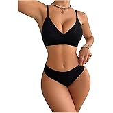 SOLY HUX Women's Lingerie Set 2 Piece Wireless Bra and Panty Underwear Sets