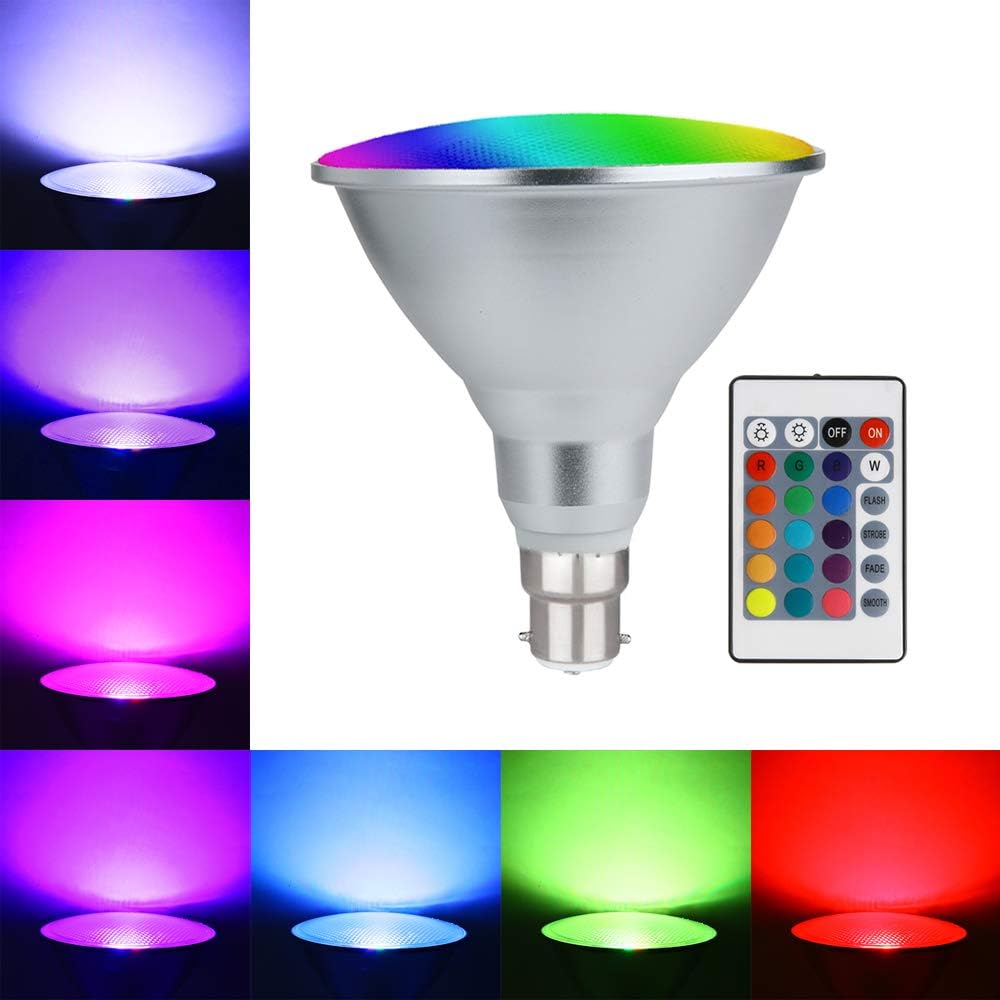 20W B22 LED Floodlight Color Changing Light Bulb PAR38 RGB Dimmable Indoor Outdoor Lamp with