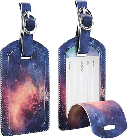2 Stuck Fintie Kofferanhanger Aus Kunstleder Gepackanhanger Id Etikett Mit Adressschild Namenschild Fur Reisetasche Koffer Die Galaxie Amazon De Koffer Rucksacke Taschen