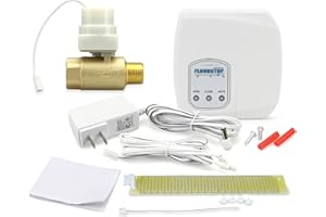 FloodStop Water Heater Leak Detector Kit with Automatic Water Shut-Off and Visual/Audible Alarms, 3/4" NPT MIP x FIP