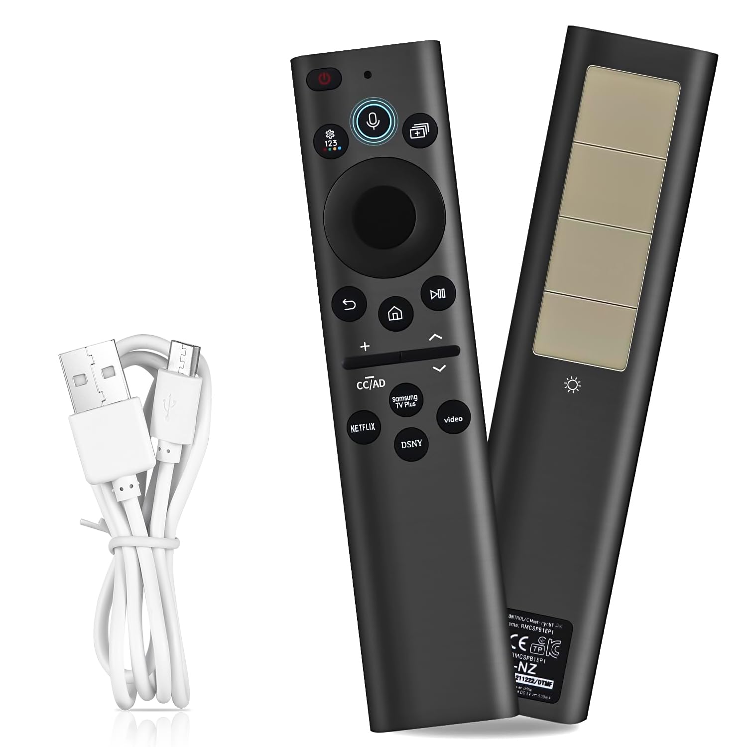 Rechargeable Solar Remote Replacement for Samsung Smart TV, Solarcell, USB-C/Type C Fast Charging, Voice&BT, Compatbile with Samsung Remote Control for Smart TV 2025-2018 Image