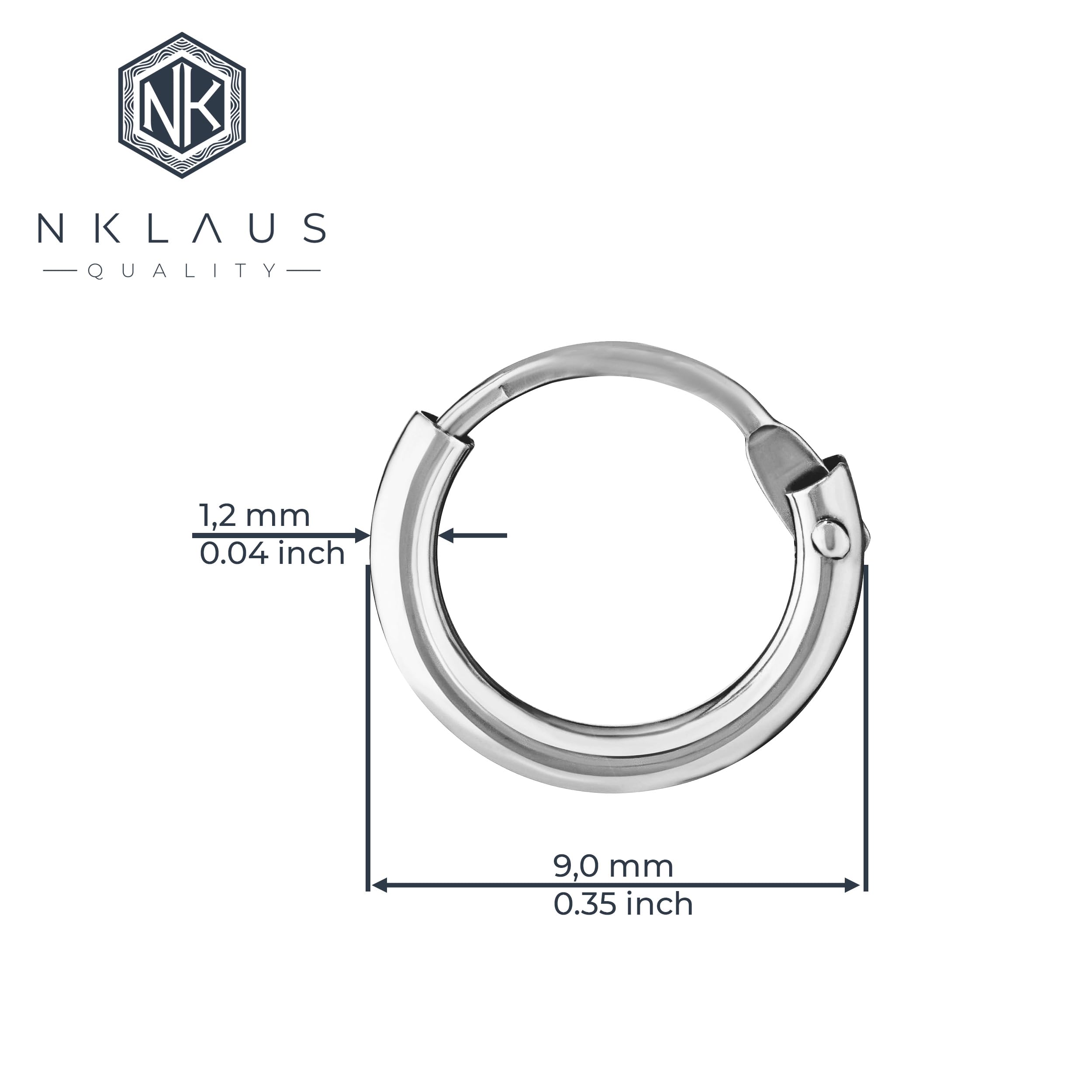 NKlaus single gold alloy gold white gold creole earring ear jewellery round gold earring 9mm 2569