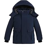 wantdo Boy's Winter Coat Warm Puffer Jacket Waterproof Snow Coat Hooded