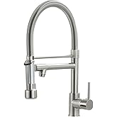 Fapully Pull Down Kitchen Faucet with Lock Sprayer,Single Handle Spring Stainless Steel Kitchen Sink Faucet Brushed Nickel