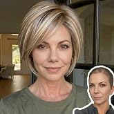 WIGYY Mono Top Lace Front Bob Wig for White Women &ndash; 10 Inch Ash Blonde Highlights Short Straight Synthetic Wig, Glueless Lightweight Protein Fiber Natural Look Daily Wear