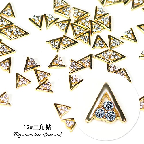10pcs Gold Silver Metal Drill Crystal Decorative Nail Art Rhinestones Star Alloy 3d Charms Decorations Glitter Nail Jewelry Manicure Accessories (12# triangle diamond) - Thumbnail 3