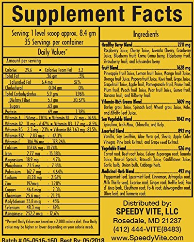 image for SpeedyVite Bountiful Blend 61 Tasty Superfoods Organic Whole Food Supp