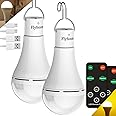 Flyhoom USB Rechargeable Camping Light Bulbs with Remote Timer, 5 Light Modes, 1800mAh LED Camping Light Bulb for Camping, Hiking, Indoor, Emergency (Daylight & Amber)