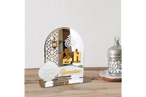 BSHYT Ramadan Mubarak Advent Calendar Acrylic Countdown Days 30 Days Home Decor,DIY Eid Decorations/Ramadan Decorations for Home,Ramadan Ornament Kids Gift (Sliver)