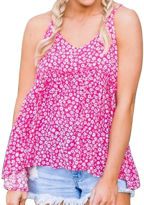 Printed Camisole Tank Tops for Womenï¼Sleeveless V Neck Short Casual Top at Amazon Womenâs 
