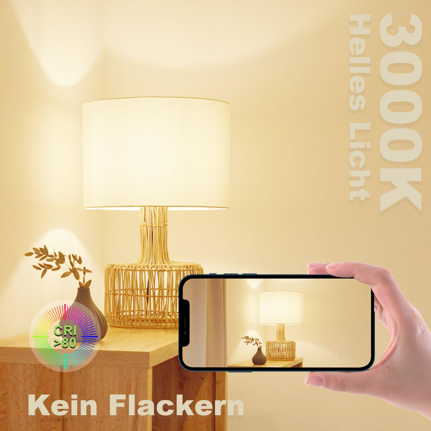 E27 LED Energieklasse A Glühbirne, 3.8W 806LM 3000K Warmweiß, 6 Stück 4