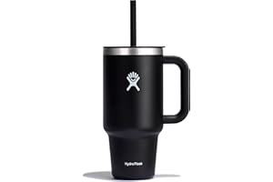 Hydro Flask Travel Tumbler with Handle, Lid and Straw - Insulated Stainless Steel in 32 Oz Black