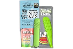 HEALTH CHEWS Smokeless Inhaler Breather Chewer, Aromatherapy Breathing Tool with Refill Cores, Portable Fresh Air Diffuser for Habit Replacement, Wellness Quit Smoking, Travel Friendly (Watermelon)