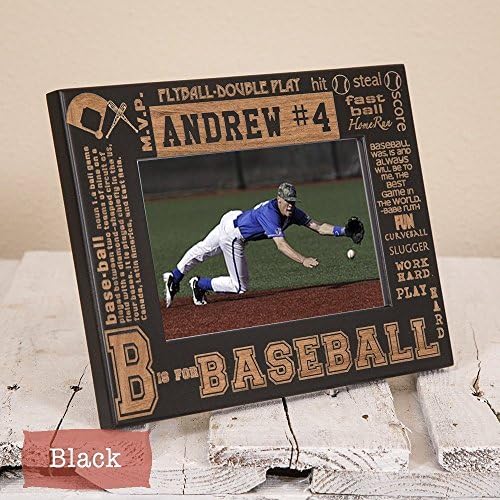 Baseball Picture Frame Personalized -Wood Engraved Sports Senior Gift, Coach Gift