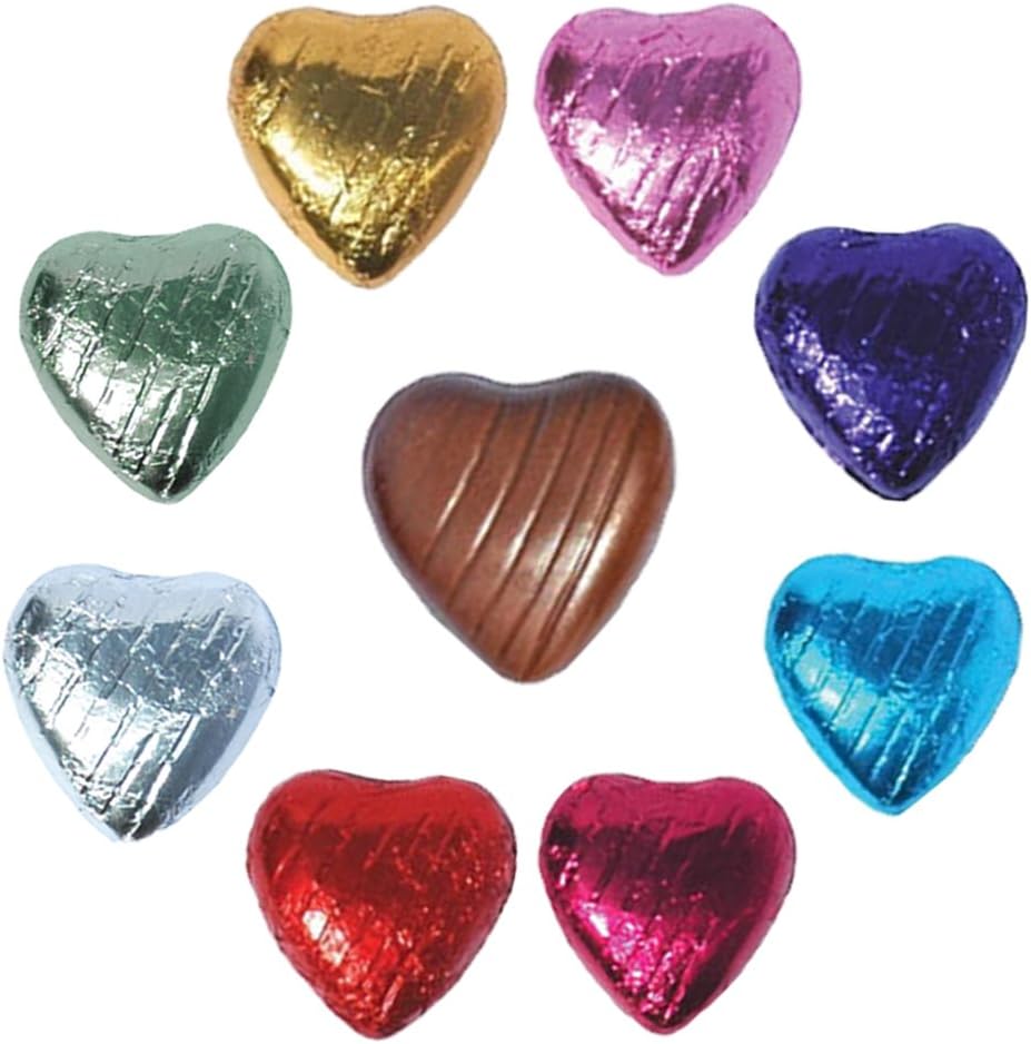 40 x Multicoloured Foil Wrapped Chocolate Hearts Wedding Party Table Favours in Many Colours