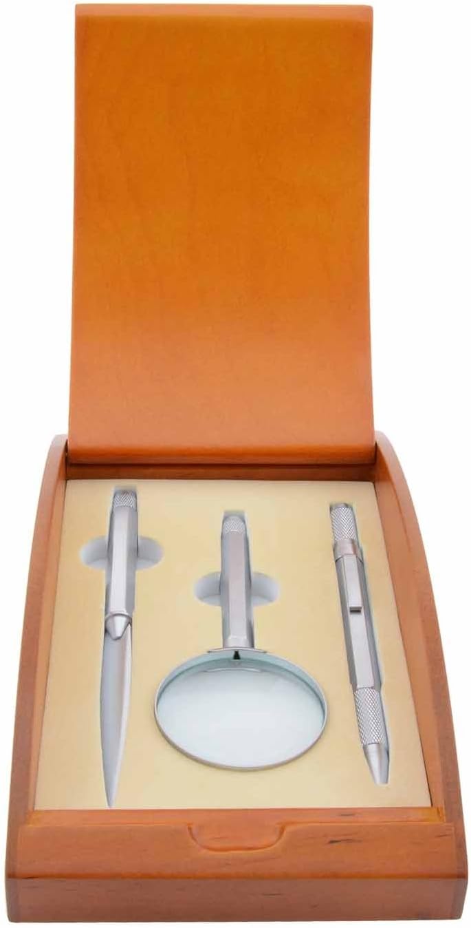 Silver Letter Opener, Magnifying Glass and Pen Set Size: One Size Color: Plata